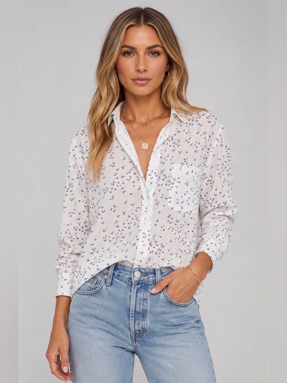 •SOLD• Frank & Eileen Longsleeve Button Down Poplin Butterfly Shirt White •SOLD•